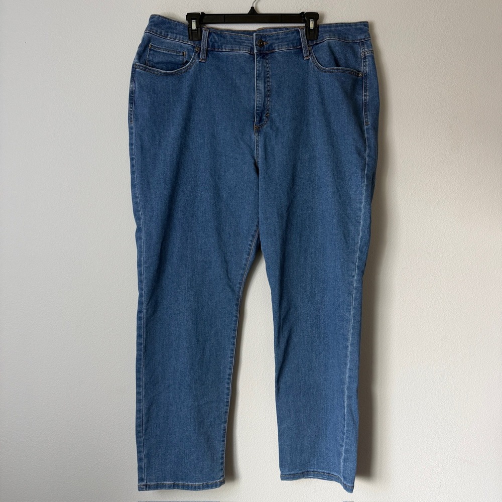 Style & Co Womens Plus 22W Straight Leg Jeans Medium Wash Blue Stretch Denim